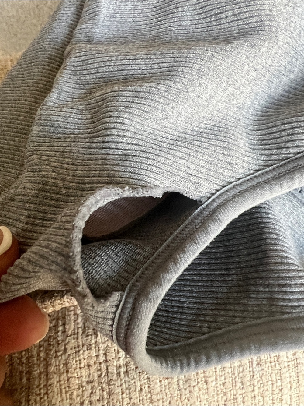90 Degree By Reflex Ribbed V-Neck Sports Bralette in Light Gray - Picture 7 of 7